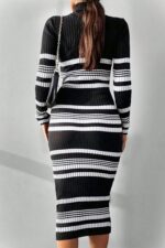 Rochie neagra cu dungi albe sexy