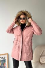 Geaca parka cu gluga blana dama